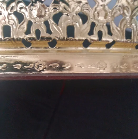 Vanity Tray Vintage Filagree Metal Mirrored - Picture 5 of 7